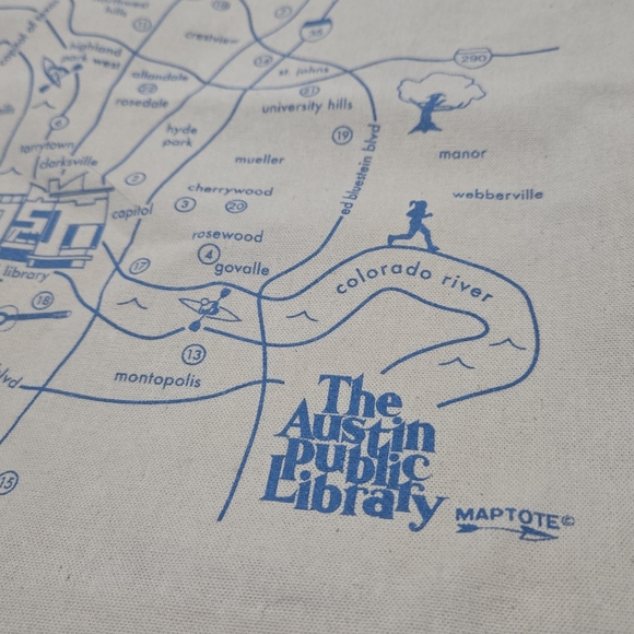 Austin Texas Map Reusable Tote Bag, Libraries Of Austin - Picture 4 of 10